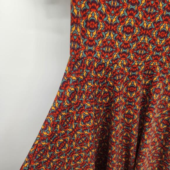 NWT LulaRoe Nicole Rust & Teal Pattern Scoop neck Elbow Length Dress Women's XL - Picture 7 of 9